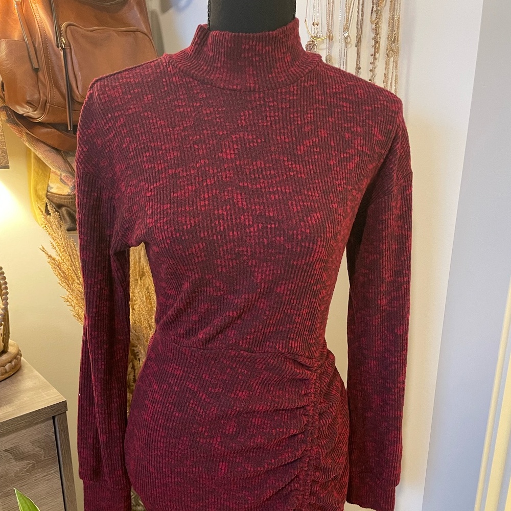 Mock Neck Thigh Tie Sweater Dress